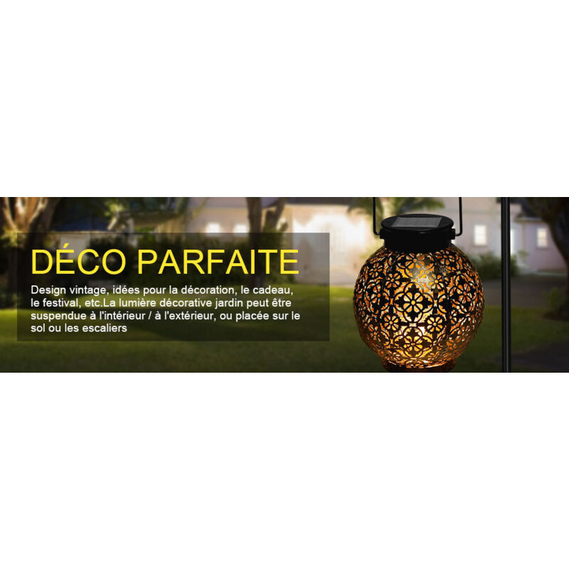 Lanterne Solaire led Jardin Extérieure - Étanche IP44 - Éclairage Décoratif - Sans fil - Rechargeable
