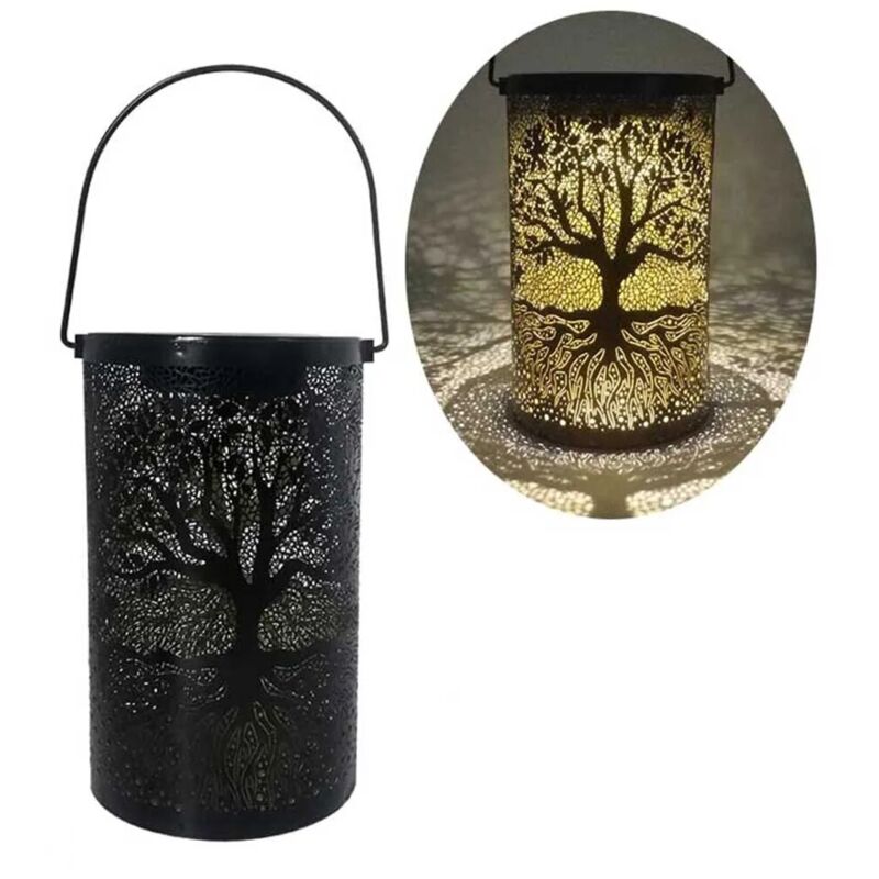 Lanterne solaire LED suspendue en fer forgé, lanterne rétro, luminaire décoratif d'extérieur, idéal pour un jardin, une terrasse