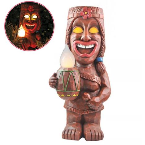 Lanterne Solaire LED Totem Tiki pour Jardin - Décoration Éclairage Extérieur Terrasse Pelouse Allée