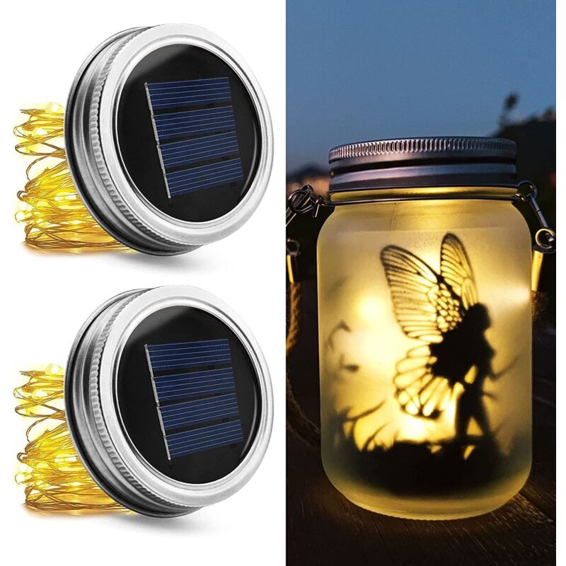 Lanterne Solaire, Mostof IP44 Étanche Extérieur Mason Jar Solaire Lampe pour Patio Pelouse Fête Les lumières Jardin Décoration (Blanc chaud)