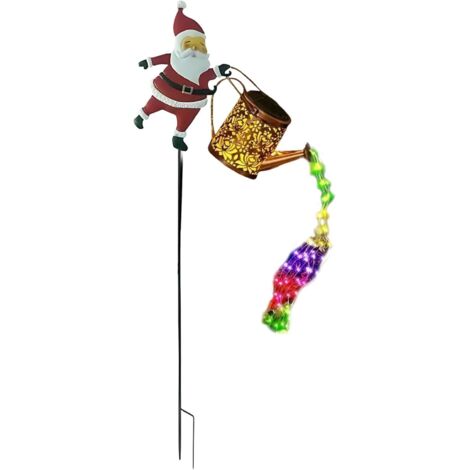Lanterne solaire Père Noël - Guirlande lumineuse LED solaire - Arrosoir -
