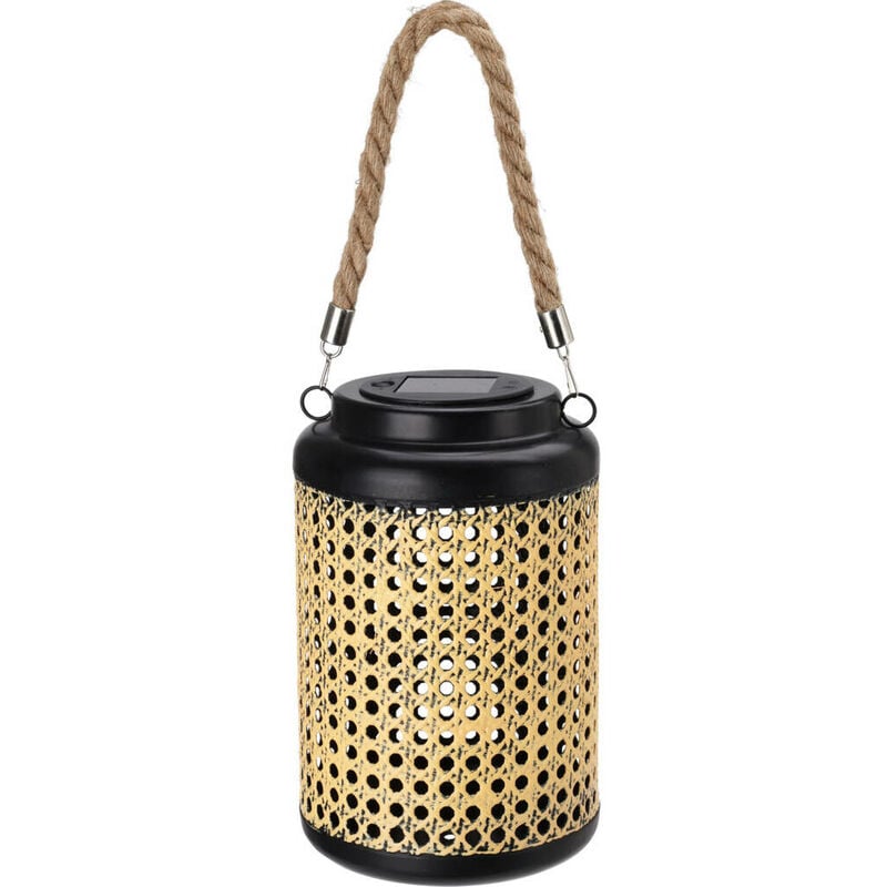 Lanterne solaire pour le jardin, en métal, avec cannage viennois