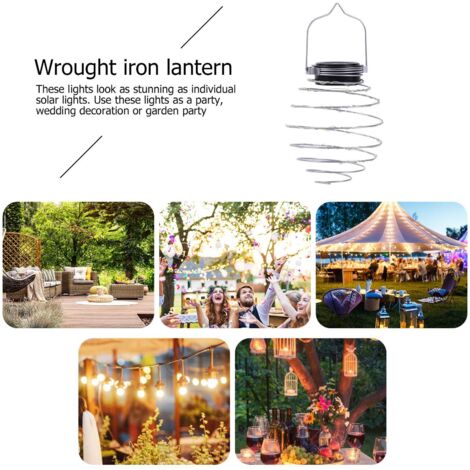 Lanterne solari a spirale LED da 4 pezzi, luci solari decorative da giardino sospese, lampada a sospensione impermeabile per giardino, patio, portico