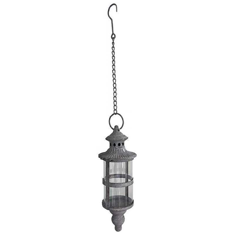 Lanterne suspendue fer gris 11x31cm