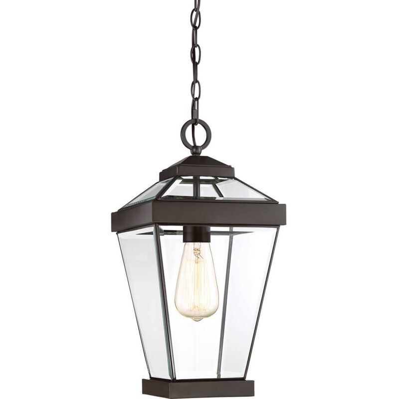 Elstead - Lampe d'extérieur chaîne lanterne suspension laiton d 20,3 cm acier verre vintage