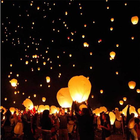 Lanternes Chinoises du Ciel Lanternes De Souhaits Lanterne en Papier Faite À La Main Lanterne Volante Biodégradable Respectueuses De Lenvironnement pour Noël Mariages Et Fêtes lot de 20