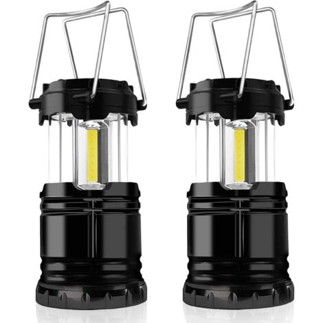 Lanternes de camping, lot de 2 lanternes LED portables avec crochet pliable, étanches, idéales pour les tentes, les activités de plein air et les situations d'urgence - AquaForge