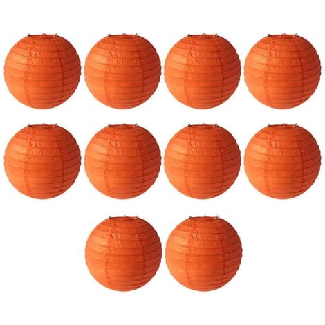 Lanternes en papier orange et rouge, lanternes rondes à faire soi-même, parfaites pour les mariages.