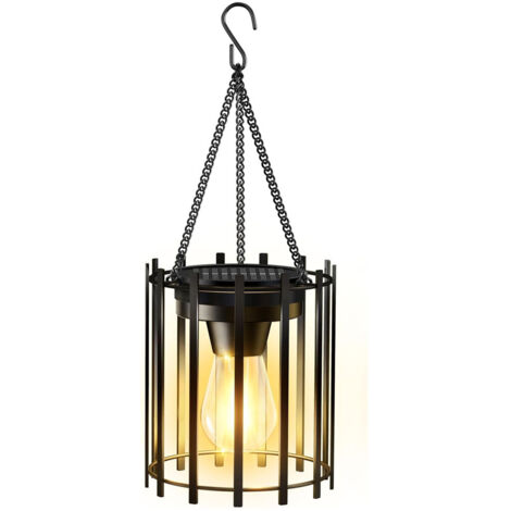 Lanternes solaires d'extérieur étanches : Suspensions métalliques avec corde pour jardin et cour