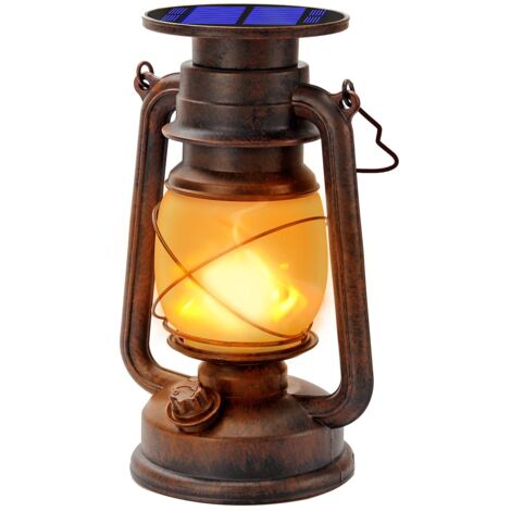 Lanternes Solaires Extérieur Lanterne tempête LED De Lanterne avec Effet de Flammes Lampe-tempête Décorative à LED Design Rétro étanche Pour Jardin,Chemins,Paysage (1pack) [Classe énergétique A+]
