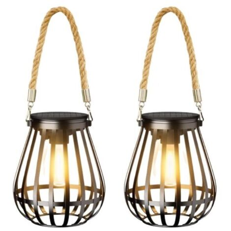 Lanternes solaires suspendues d'extérieur, étanches, lumineuses et chaudes, jusqu'à 12 heures d'éclairage, lampes solaires d'extérieur en métal de qualité supérieure avec ficelle pour jardin, terrasse