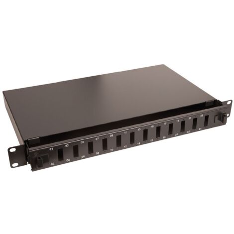 Lanview 19" 1HE 12-Port Glasfaser-Patchpanel für SC Duplex/LC Quad-Anschlüsse, LVO231551