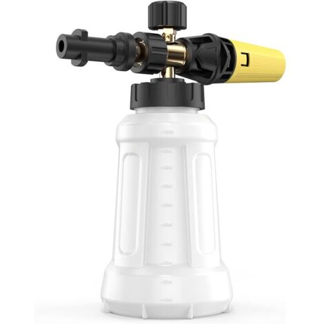 Lanza de espuma para hidrolavadora Karcher K2, K3, K4, K5, K6 y K7 - Cañón de espuma de repuesto mejorado con conexión y potencia - Dispensador de jabón de espuma espesa - Boquilla rociadora