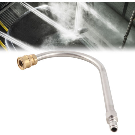 [Lanza de extensión para hidrolimpiadoras] + [Materiales: Acero inoxidable y latón] + [4000 PSI] + [Manguera y acoplamiento rápido de 1/4"]