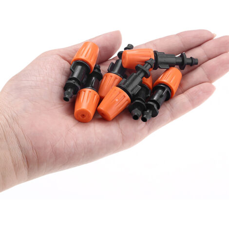 Lanza de riego [50 unidades] Boquilla pulverizadora ajustable, de plástico, negra/naranja, 4 mm/7 mm