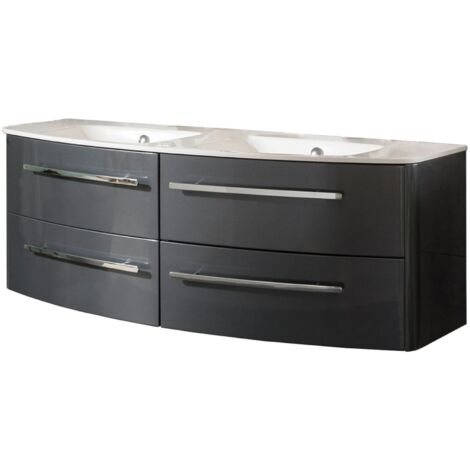 Lanzet Classico Badmöbel Set 2-teilig, 140cm breit, Anthrazit, Weiß"-"06363145