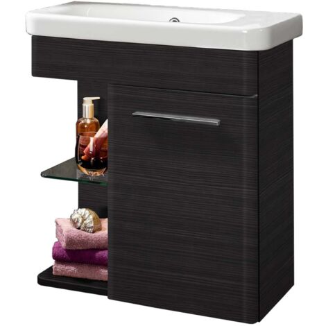 Lanzet Gäste WC Set 2-tlg K8 60 cm Badschrank in Schwarz Möbel"-"06346145