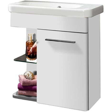 Lanzet Gäste WC Set 2-tlg K8 60 cm Schrank Weiß Badmöbel Möbel"-"06349145