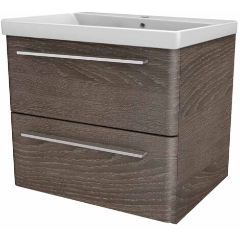 Lanzet K8 Badmöbel Set 2-teilig, 60cm, Dunkelbraun, Keramikbecken"-"90158145