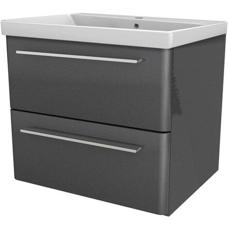 Lanzet K8 Badmöbel Set 2-teilig, 60cm, Grau, Keramikbecken-06376145