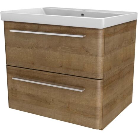 Lanzet K8 Badmöbel Set 2-teilig, 60cm, Hellbraun, Keramikbecken"-"90157145