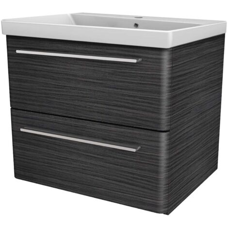 Lanzet K8 Badmöbel Set 2-teilig, 60cm, Schwarz, Keramikbecken"-"90159145