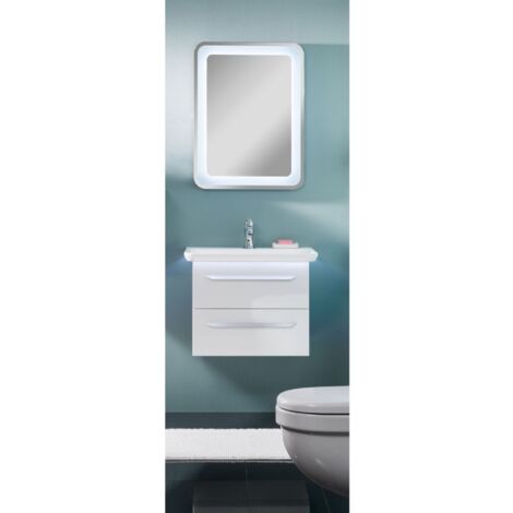 Lanzet M9 Badmöbel Set 4-teilig, 70cm breit, Weiß, mit LED u. Spiegelelement"-"90129145