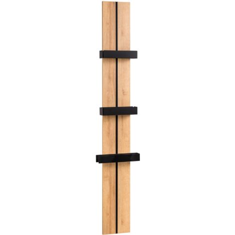 LANZET Wandpaneele Woodblock / Holzoptik / Maße (B x H x T): ca. 20 x 160 x 1,6 cm / Wandpaneele mit 2 Schalen und 1 Handtuchhalter / Badmöbel fürs Badezimmer und Gäste-WC / Farbe: Braun hell"-"795011