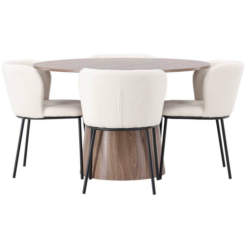 Ebuy24 Lanzo Essgruppe Tisch Natur Und 4 Edina Stühle Weiß.