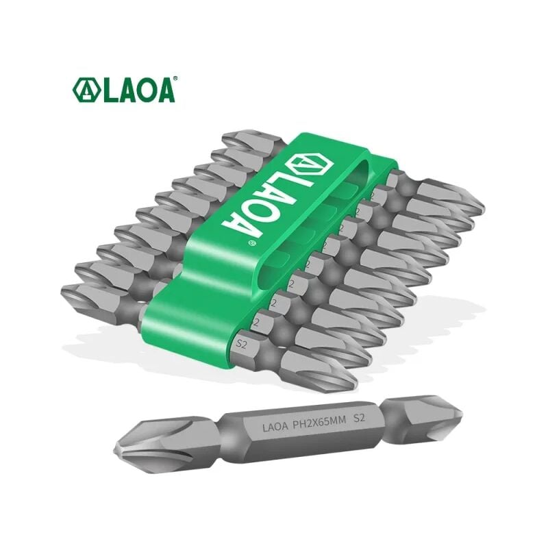 10 pièces 1/4 'fort magnétisme Phillips tournevis Ph2 65mm deux extrémités S2 tournevis électrique - Laoa