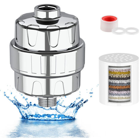 LAOA 15 Étapes Filtre Douche Anti Calcaire, Filtre de Douche avec Vitamine C pour l'eau dure, Filtre Pommeau Douche, Filtre à Eau Douche avec 2 Cartouches, pour éliminer chlore les métaux lourds