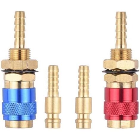 LAOA 2 PièCes 6Mm Refroidi à L' Refroidi à L'Air Gaz Adaptateur D' Connecteur Raccord pour Prise de de Soudage TIG, Bleu + Rouge