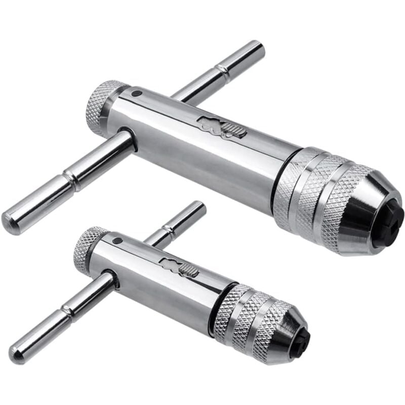 LAOA 2Pcs T Poignée Porte-outils avec poignée coulissante pour taraud, Porte taraud réversible à cliquet M3-M8 / M5-M12