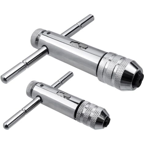 LAOA 2Pcs T Poignée Porte-outils avec poignée coulissante pour taraud, Porte taraud réversible à cliquet M3-M8 / M5-M12