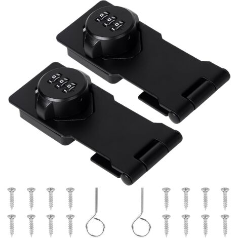 LAOA 2X Loquet Porte con Serrure à Mot de Passe Cadenas et Loquets Exterieur Verrou Porte Interieure Moraillons de Verrouillage Inox Loquet Serrure Fermeture de Placard Hasp pour Tiroir Boîte Noir