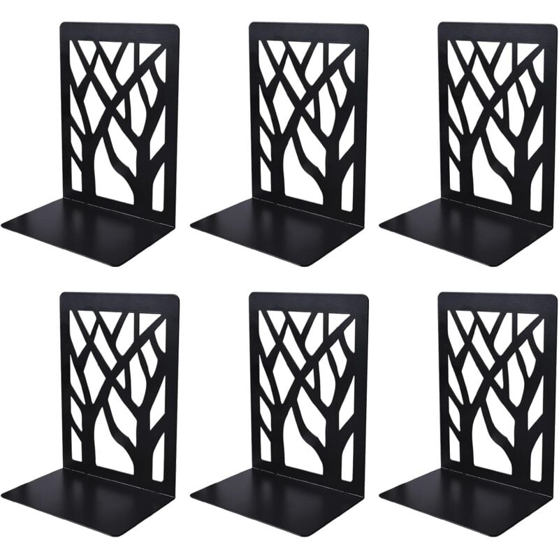 LAOA 3 Paires/6 Pcs Serre-Livres en Métal, Serre Livres pour Étagères, Cale Livre Metal, Bookend Supports, pour Bureau, Ecole, Maison, Librairie,