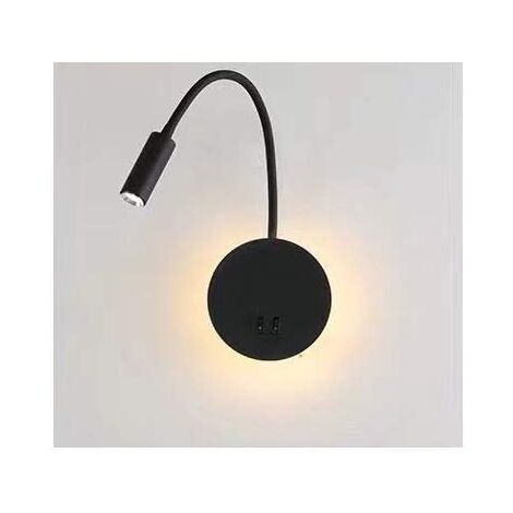 Applique Murale LED Avec USB - Liseuse Chevet Réglable 360° - 3W, 3000-6000K - Interrupteur Tactile - Argent