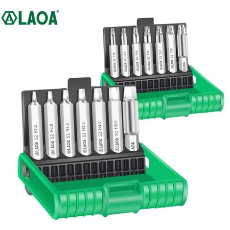 LAOA – 7 pièces d'extracteur de vis, Jeu d'extracteur de Vis Dépouillé, forets pour Boulons ou Vis Endommagés, outil de retrait d'extracteur, facile à sortir, outils de démontage de vis à haute résist