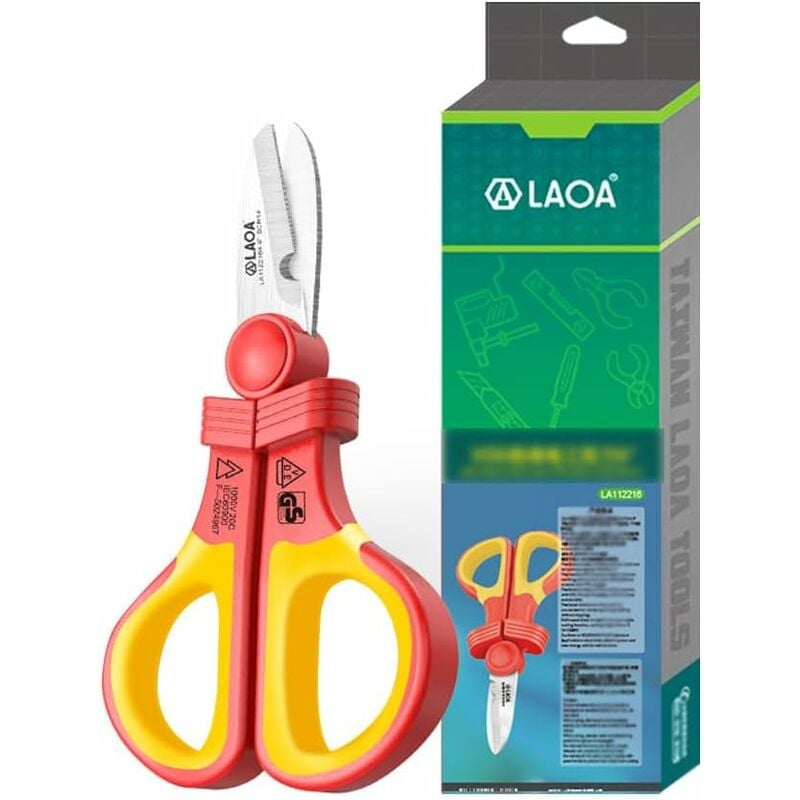 Ciseaux d'électricien, tension de résistance isolée vde 1000V, ciseaux à fil multifonctionnels, ciseaux de bricolage - Laoa