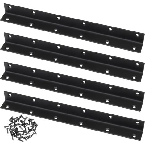 Laoa – Équerre de fixation en L lot de 4 – Acier allié 275x25x25mm – 12 trous pour installation stable – Renfort pour meubles et réparations