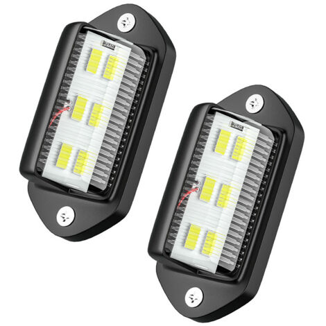 Laoa – Lot de 2 feux de plaque d'immatriculation LED étanches 12V/24V – 6 SMD – 30-35 lumens – Dimensions 66x21mm – Longueur câble 10cm