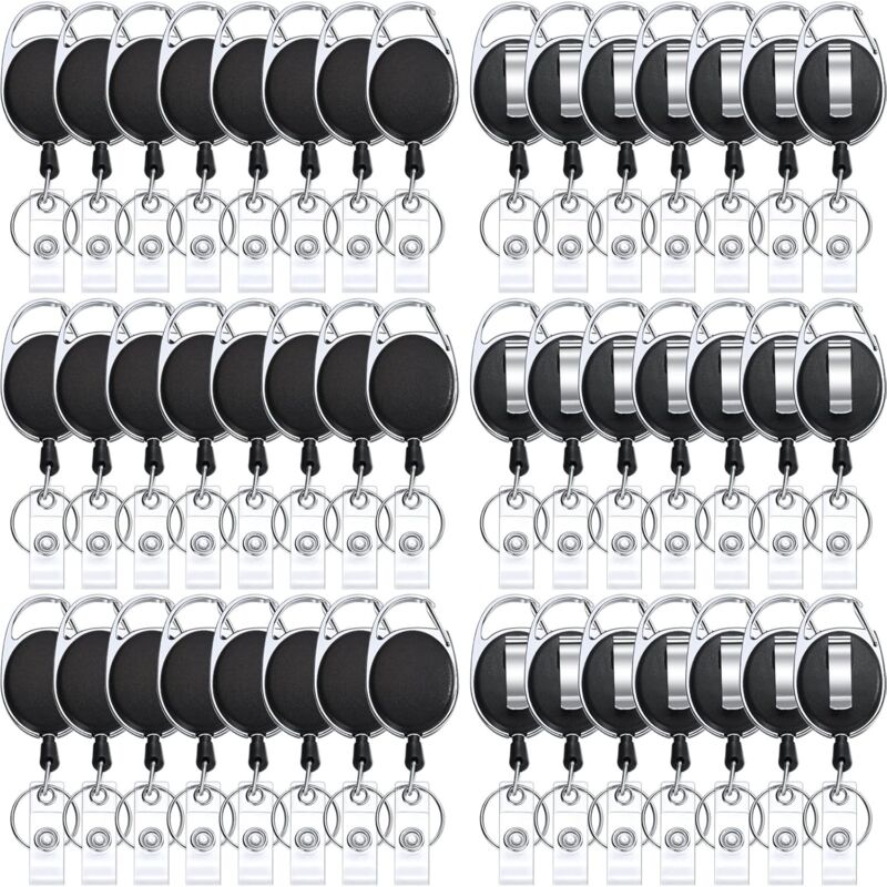Lot de 50 enrouleurs de badges rétractables robustes pour porte-badges, porte-badges, porte-clés, porte-cartes ... - Laoa