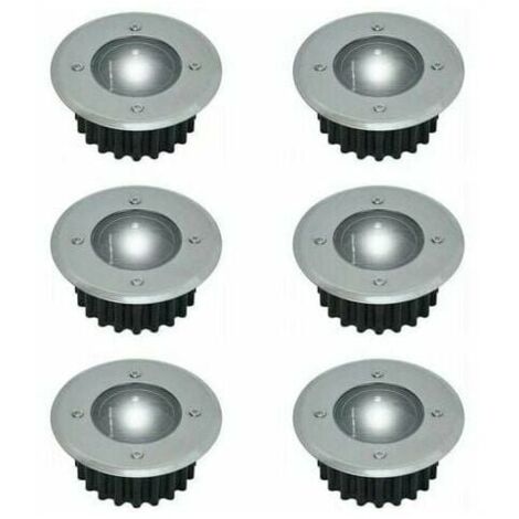 Laoa – Lot de 6 spots LED solaires encastrables ronds 85mm – Acier inoxydable – Autonomie 8h – Capteur de lumière intégré – Éclairage extérieur