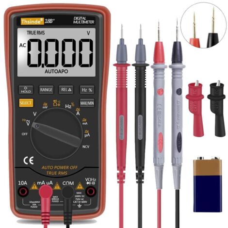 Laoa – Multimètre numérique TRMS 6000 – Plage automatique jusqu'à 700V AC/DC – Alerte tension sans contact – Écran LCD rétroéclairé