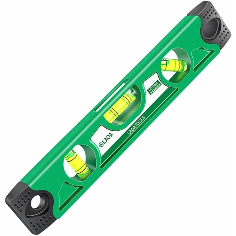 Niveau de torpille magnétique de 9 pouces, outil de niveau avec 3 bulles différentes, niveau 45 °, 90 °, 180 °, 230MM - Laoa