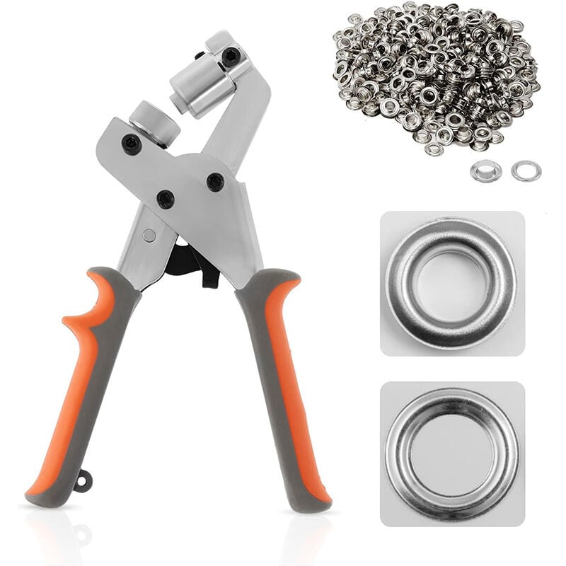 Pince à œillets pour bâche, pince à œillets avec 300 œillets de 10 mm, pince à œillets pour bâche, tissu, cuir, carton, affiches, bannières et plus