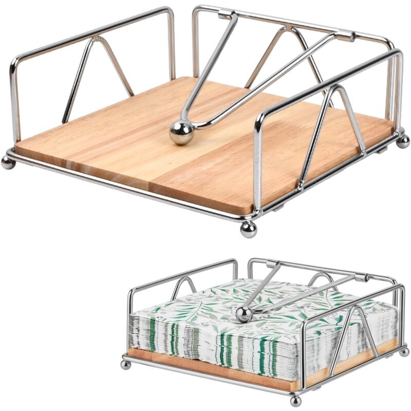 Laoa - Porte Serviette Papier Table moderne, Support Serviette Papier Table, Porte-Serviettes de Table en Métal Bois, Distributeur de Serviette