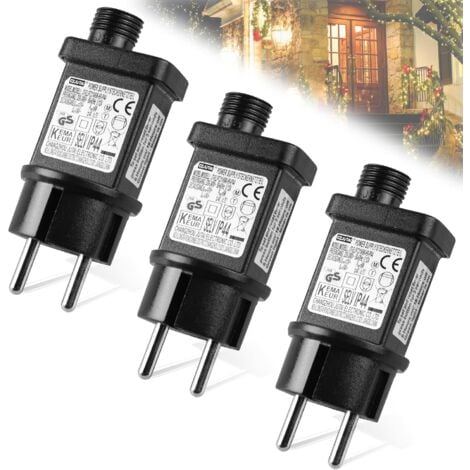 LAOA Transformateur LED 31V 6W: 3 Pièces Prise Clignotante avec Fonction Minuterie, Étanche IP44 Transformateur LED, Fonction Mémoire, 8 Modes, pour Lumières de Noël, Guirlandes Lumineuses