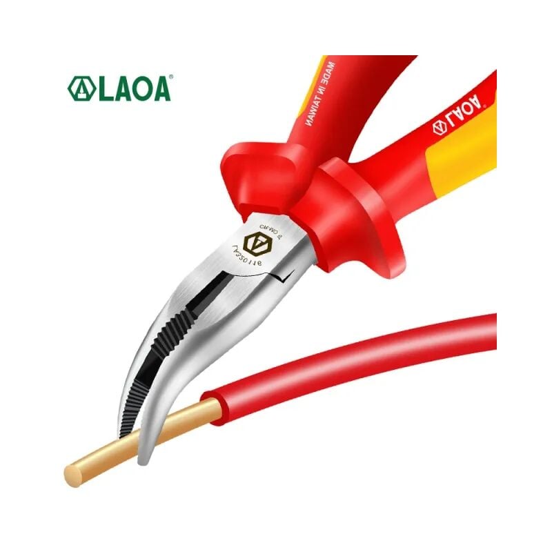 Pince à nez coudé isolée pince à Long nez électricien coupe-fil, 20.6cm, Pince à bec long courbé, Bent Long Reach Pliers,1000V Laoa