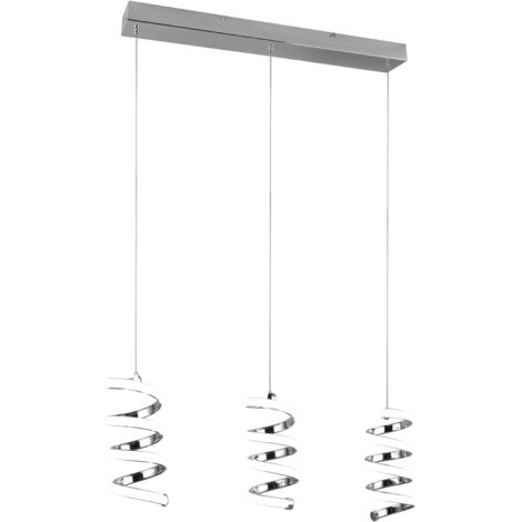 LAOLA SOSPENSIONE LED 24W 3750lm, 4000K 3 SPIRALI CROMATE DIMMERABILE CON INTERRUTTORE L. 70CM